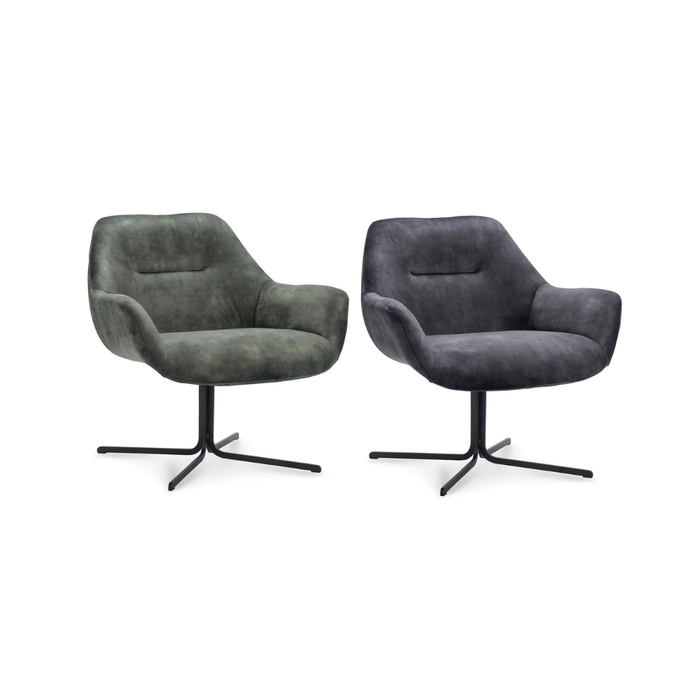 Kraft velvet armchair - swivel base