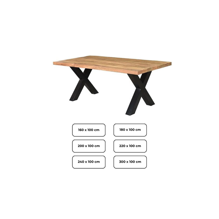 Dining table Brut Mango wood - cross leg