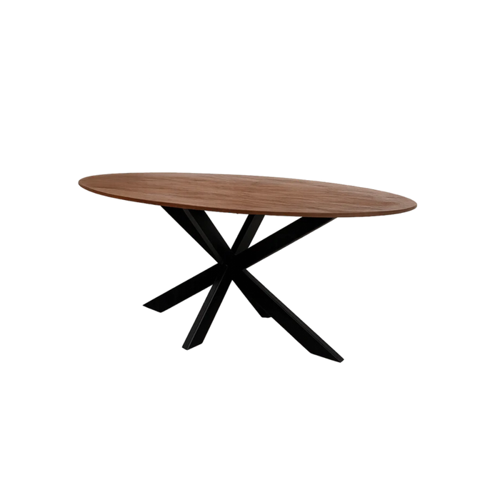 Eettafel Fiori Mangohout Bruin - Ovaal Spinpoot