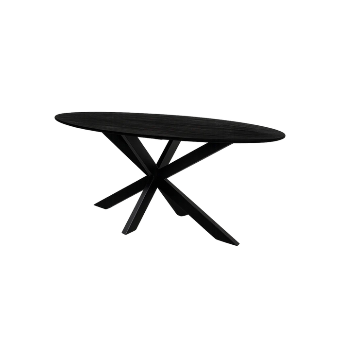 Eettafel Fiori Mangohout Zwart - Ovaal Spinpoot
