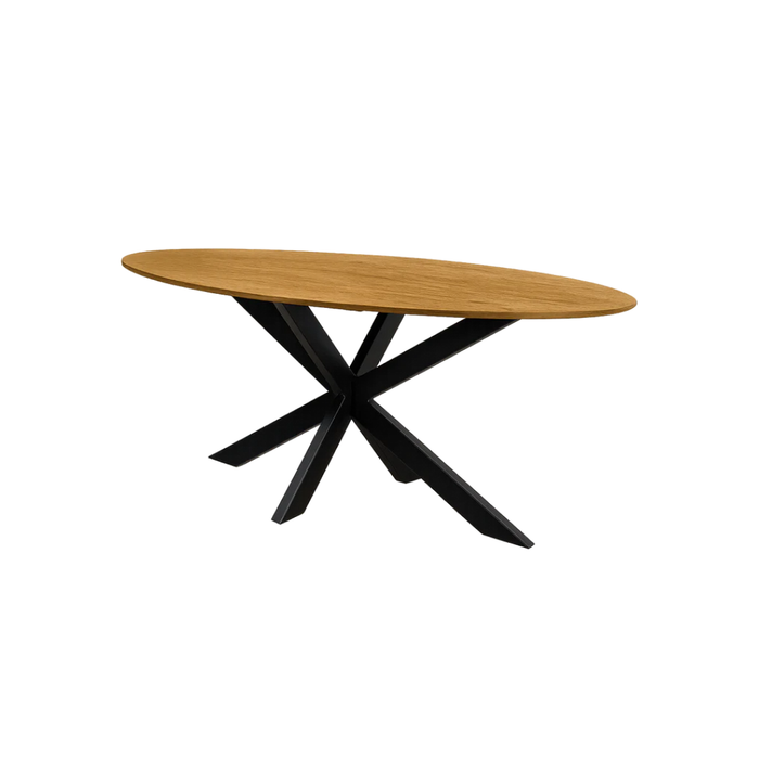 Eettafel Fiori Mangohout Naturel - Ovaal Spinpoot