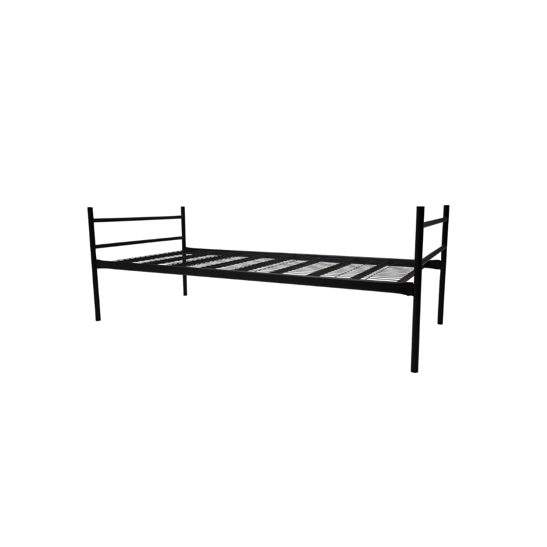 Eenpersoonsbed met stalen bedframe, spiraalbodem en matras in Rijswijk Eenpersoonsbed met stalen bedframe, spiraalbodem en matras in Rijswijk