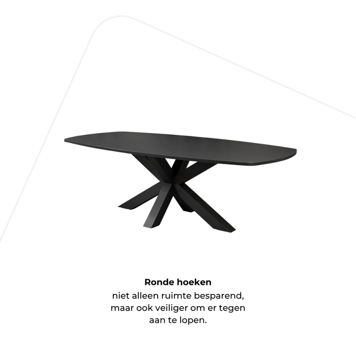 Vergadertafel Equa - Deens Ovaal Spinpoot 240 x 120 cm