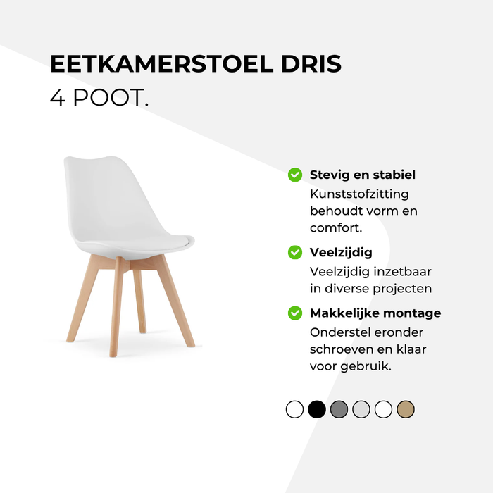 Eetkamerstoel Dris - 4 poot eiken