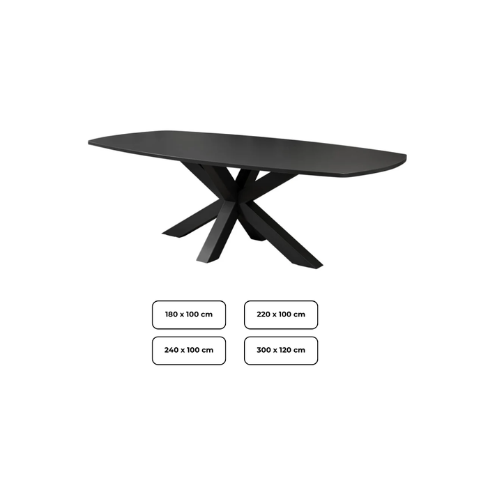 Vergadertafel Equa - Deens Ovaal Spinpoot 240 x 120 cm