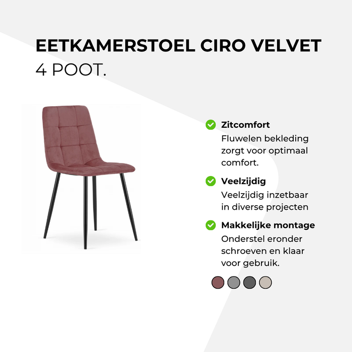 Eetkamerstoel Ciro Velvet - 4 poot