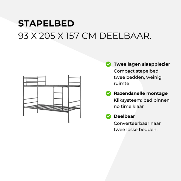 Stapelbed 93 x 205 x 157 cm deelbaar