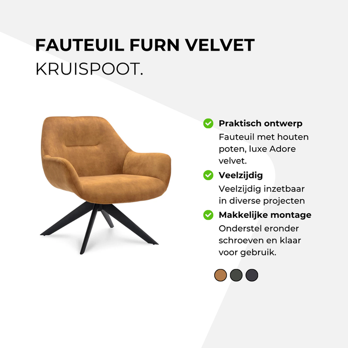 Fauteuil Furn velvet - kruispoot