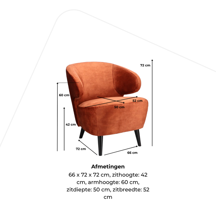 Fauteuil Dura velvet - houten poten