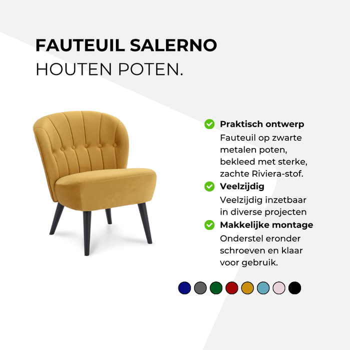 Fauteuil Salerno - houten poten
