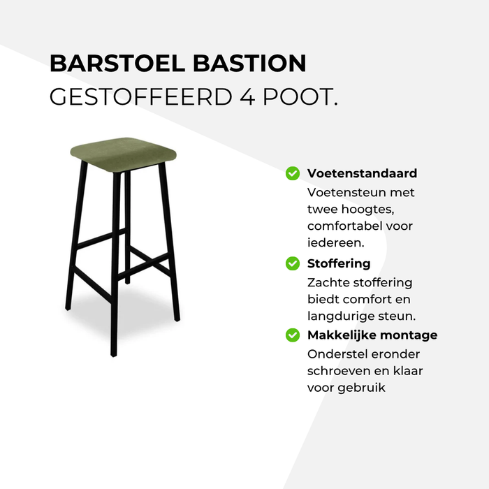 Barstoel Bastion gestoffeerd - 4 poot