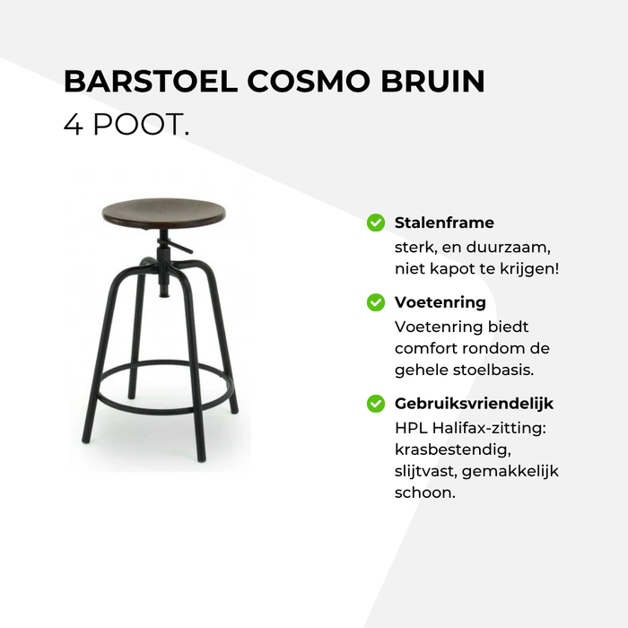 Barstoel Cosmo Bruin - 4 poot