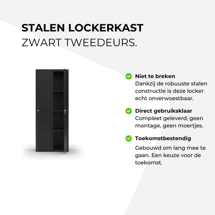 Stalen lockerkast zwart tweedeurs