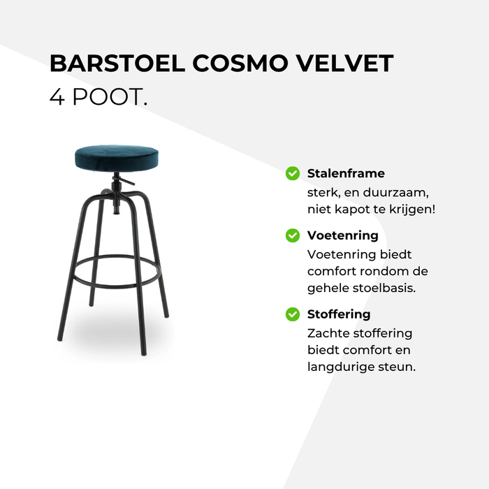 Barstoel Cosmo Velvet - 4 poot