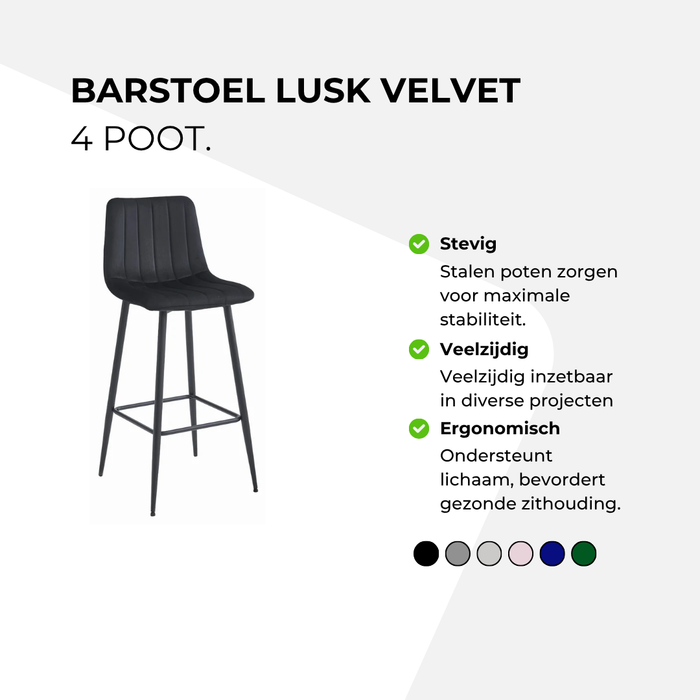 Barstoel Lusk Velvet - 4 poot