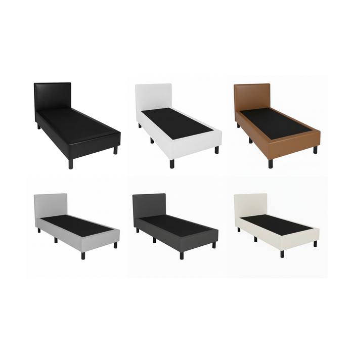 Boxspring skai leer incl. hoofdbord 90 x 200 x 32cm