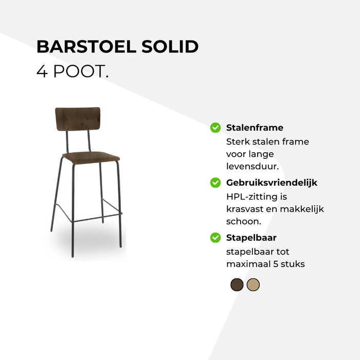 Barstoel Solid - 4 poot