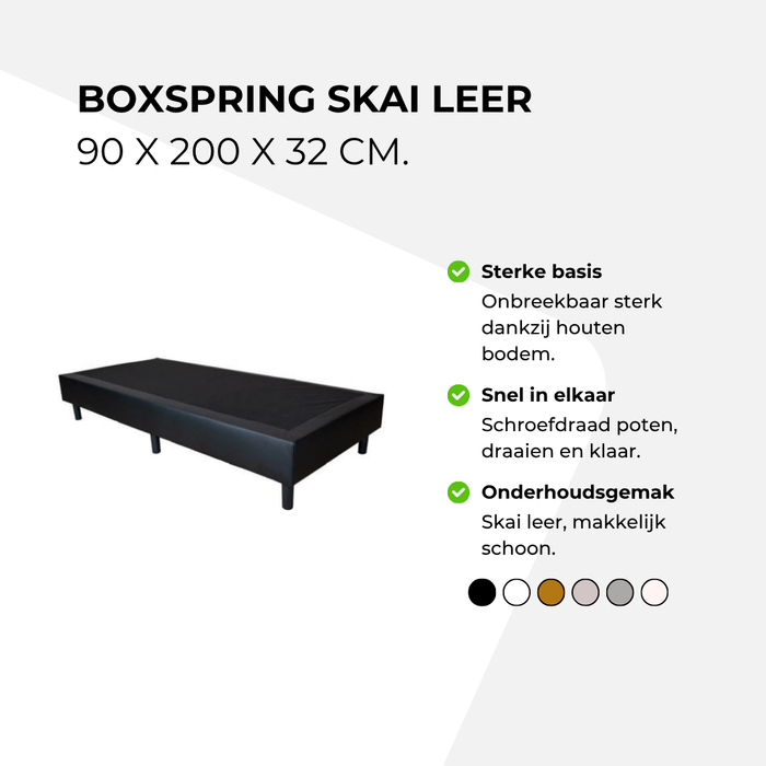 Boxspring skai leer 90 x 200 x 32 cm