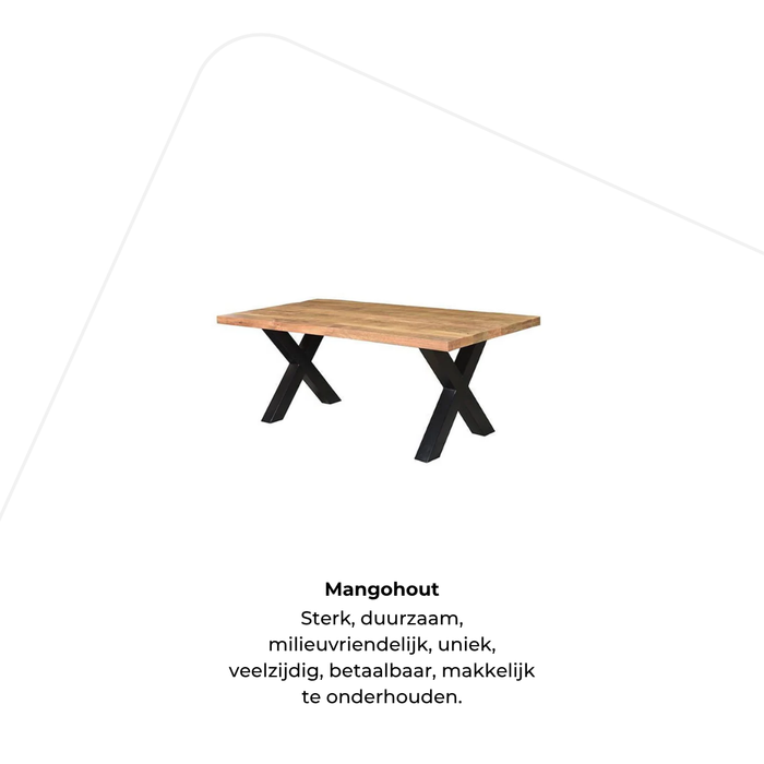 Eettafel Brut Mangohout - kruispoot