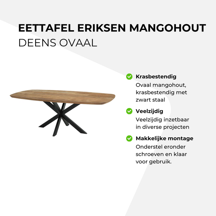 Eettafel Eriksen Mangohout - Deens ovaal