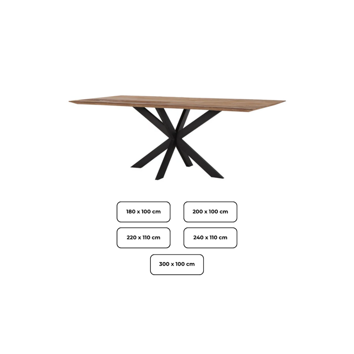 Dining table Taran Mango wood - rectangular spider leg
