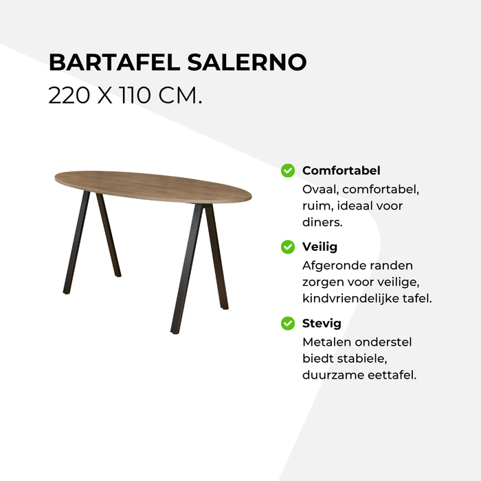 Bartafel Salerno - 220 x 110 cm