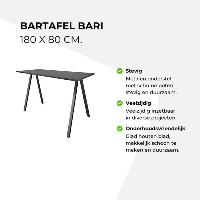 Bartafel Bari - 180 x 80 cm
