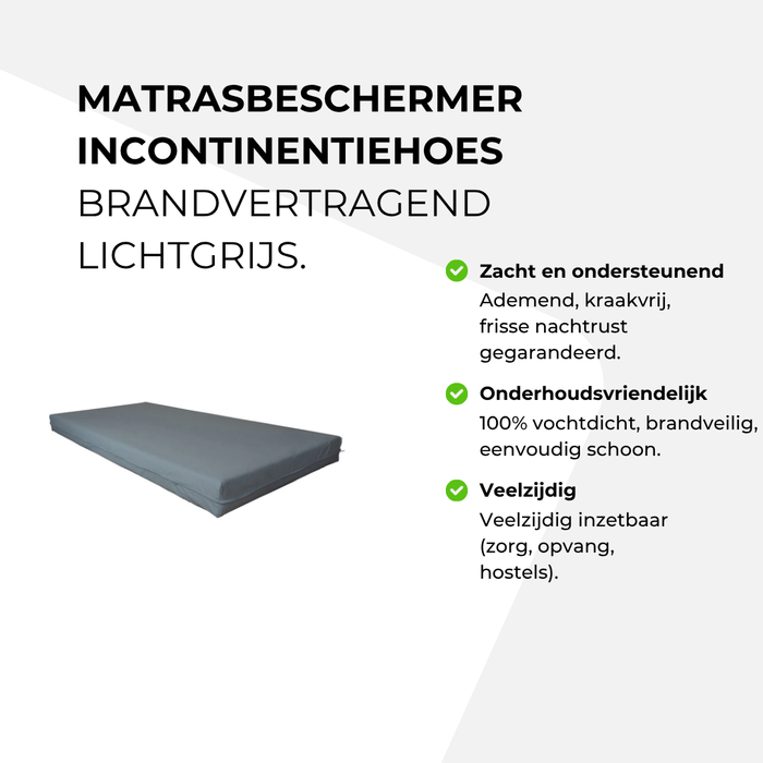 Matrasbeschermer - Incontinentiehoes brandvertragend lichtgrijs