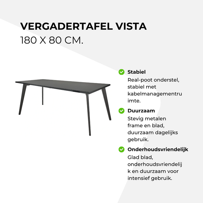Vergadertafel Vista - 180 x 80 cm