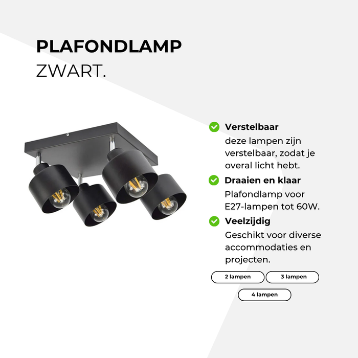 Plafondlamp zwart