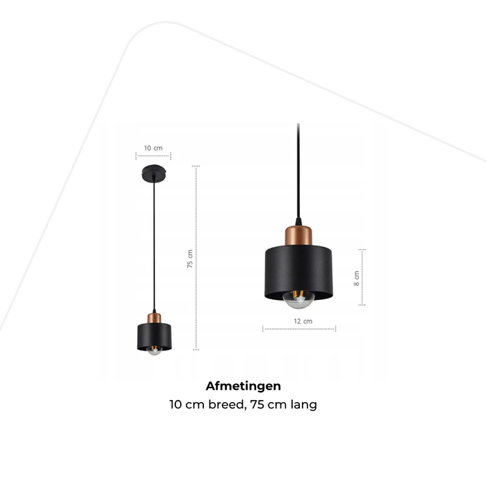 Hanglamp - 1 lamp metaal zwart