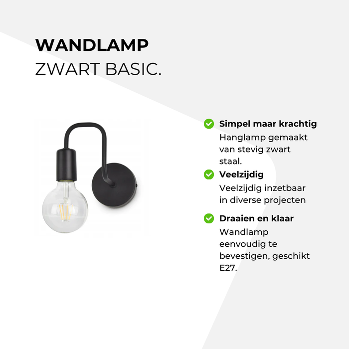 Wandlamp zwart basic