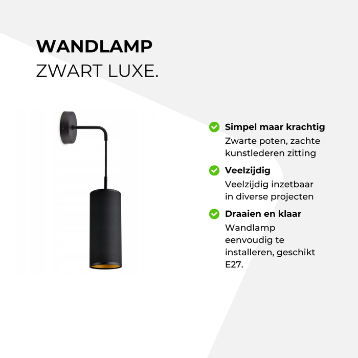 Wandlamp - zwart luxe