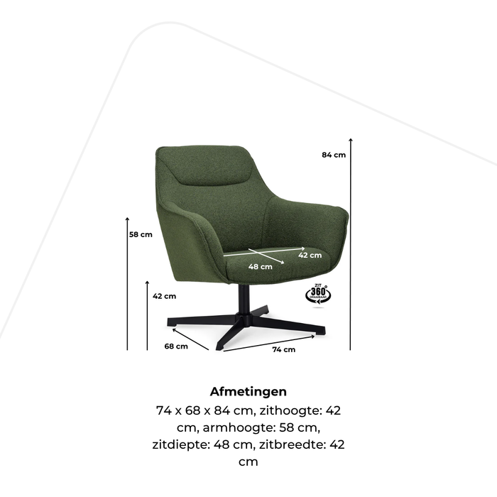 Fauteuil Vento - fluweel (draaibaar 360)