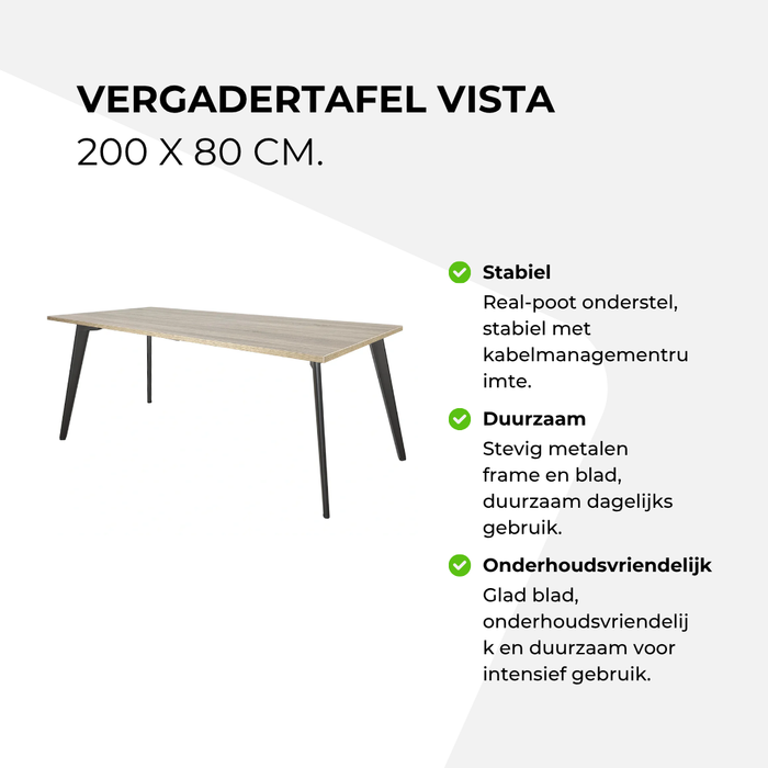 Vergadertafel Vista - 200 x 80 cm