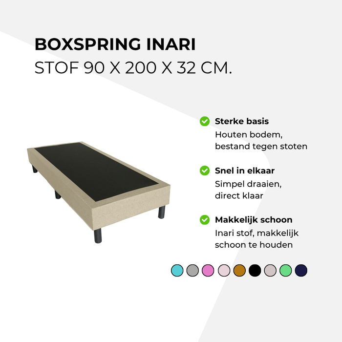 Boxspring Inari stof 90 x 200 x 32 cm