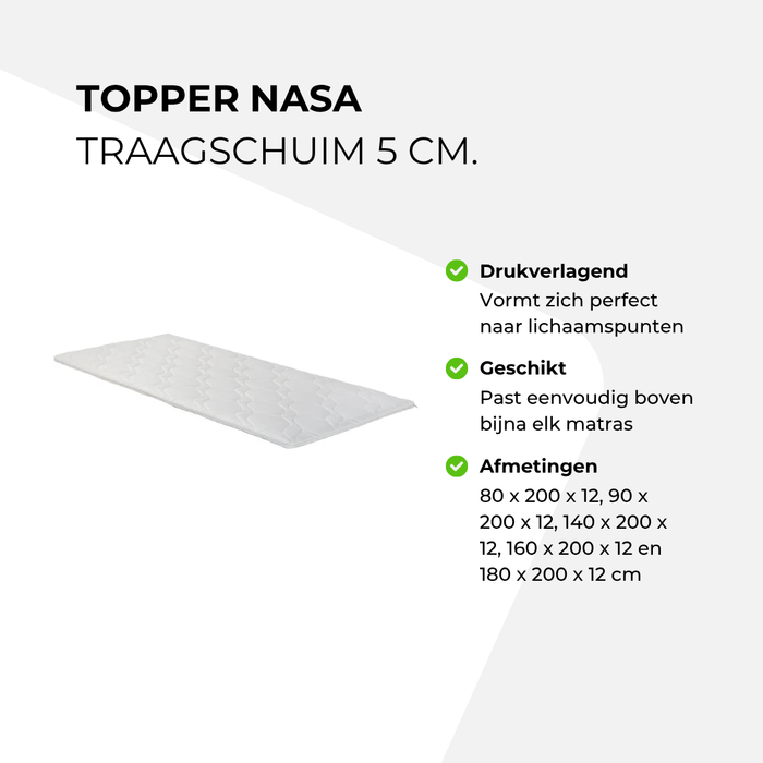 Topper Nasa Traagschuim 5cm