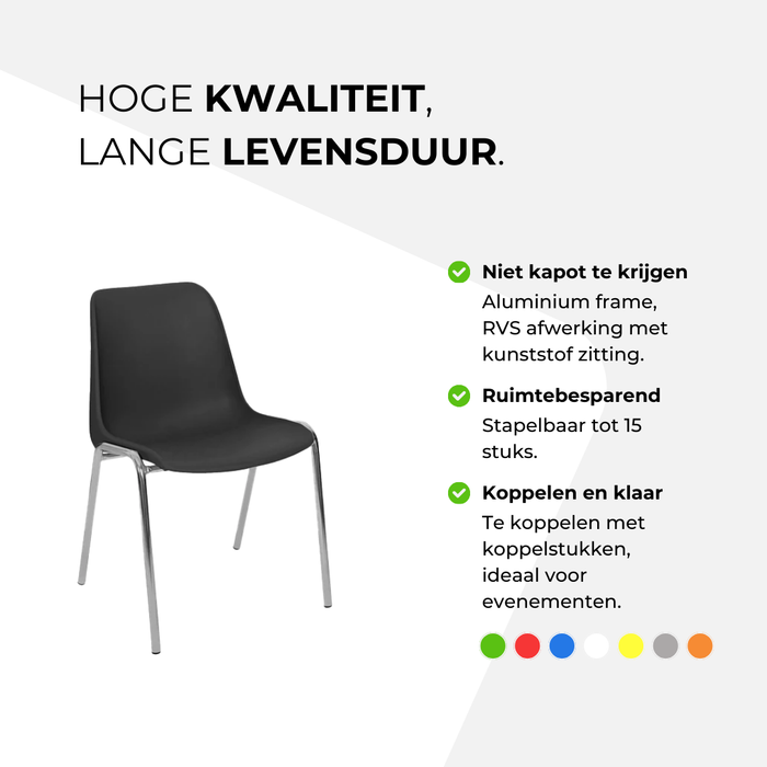 Stapelstoel plastic met aluminium frame