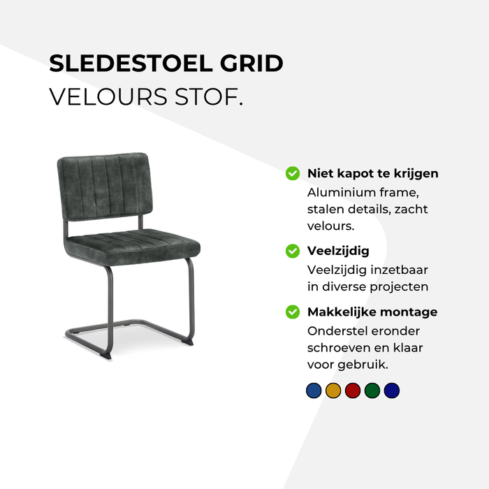 Sled chair Grid velvet fabric
