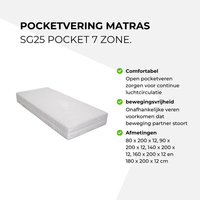 Pocketvering matras SG25 Pocket 7 zone