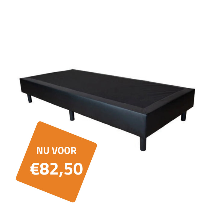 Box spring imitation leather black 90 x 200 x 32 cm