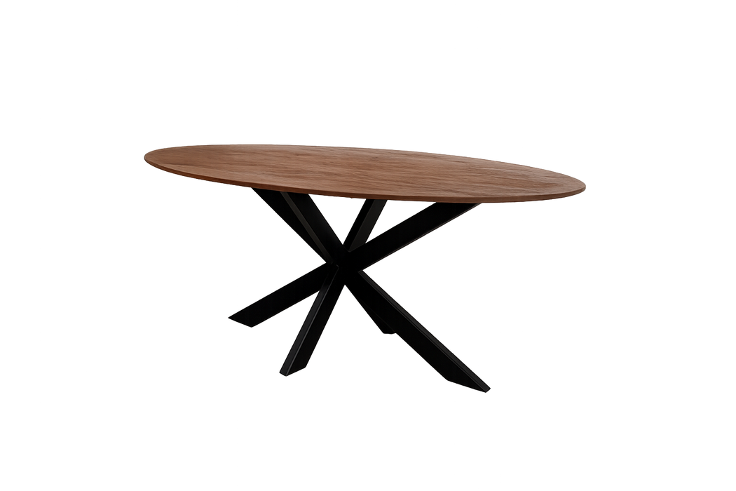 Eettafel Fiori Mangohout Bruin - Ovaal Spinpoot