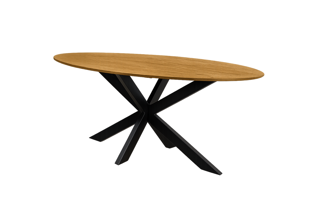 Eettafel Fiori Mangohout Naturel - Ovaal Spinpoot