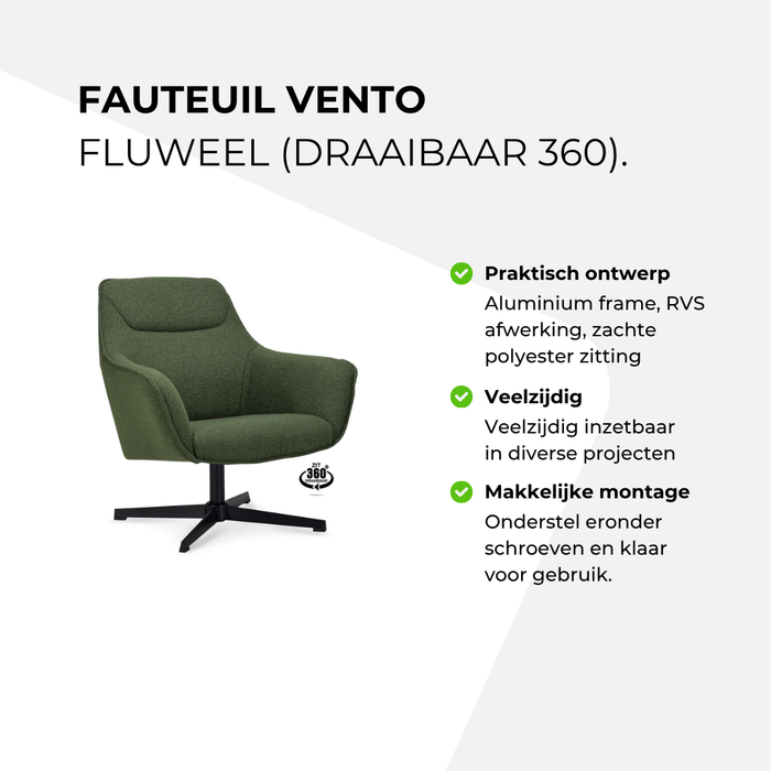 Fauteuil Vento - fluweel (draaibaar 360)