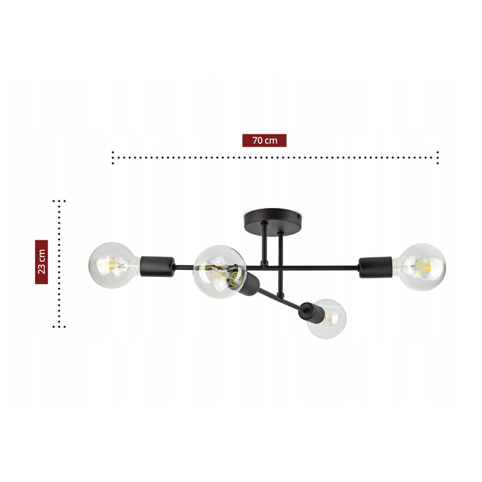 Plafondlamp - 4 lampen zwart