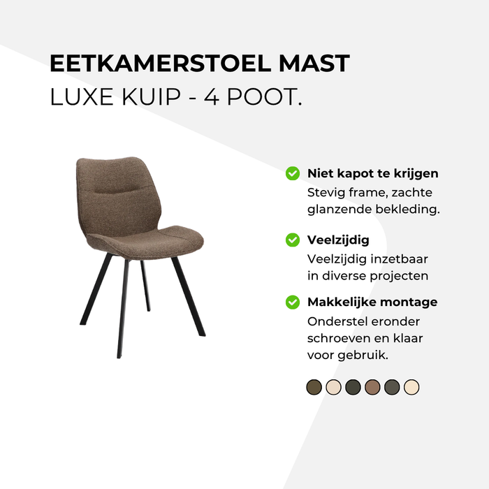 Eetkamerstoel Mast luxe kuip 4-poot