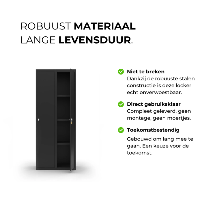 Stalen lockerkast zwart tweedeurs