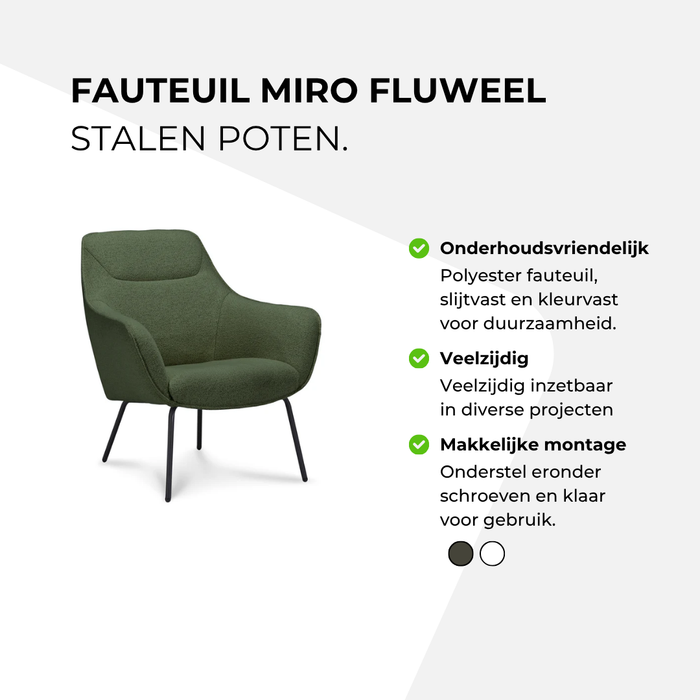 Fauteuil Miro fluweel - stalen poten