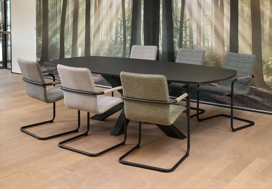 Vergadertafel Equa - Deens Ovaal Spinpoot 240 x 120 cm